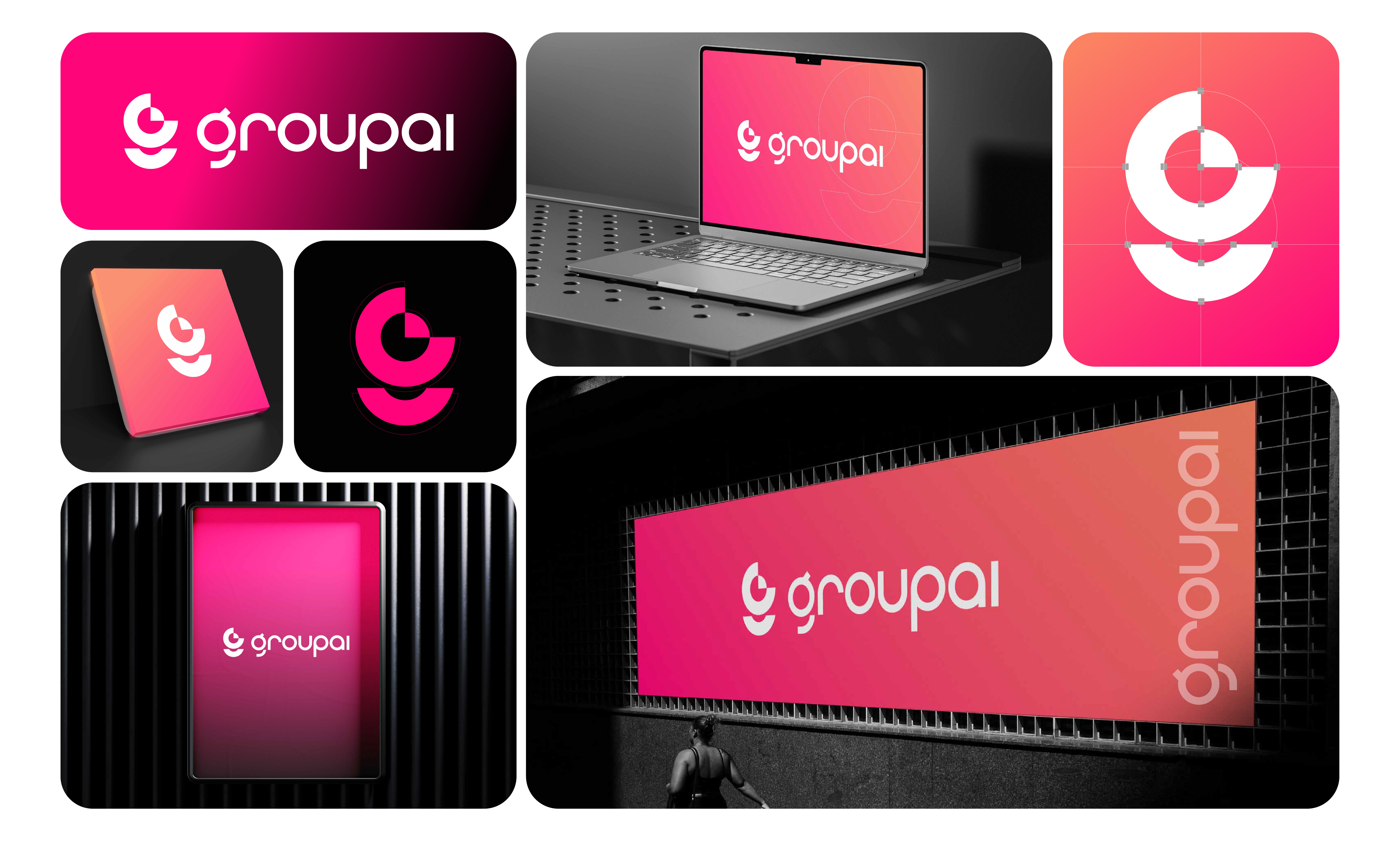 Groupai - Brand kit Minimalist Design brand kit brand style guide branding corporate identity creative design geometric logo gradient logo graphic design icon design identity system logo design minimalist logo modern branding saas logo startup branding tech logo typography ui design vector art visual identity