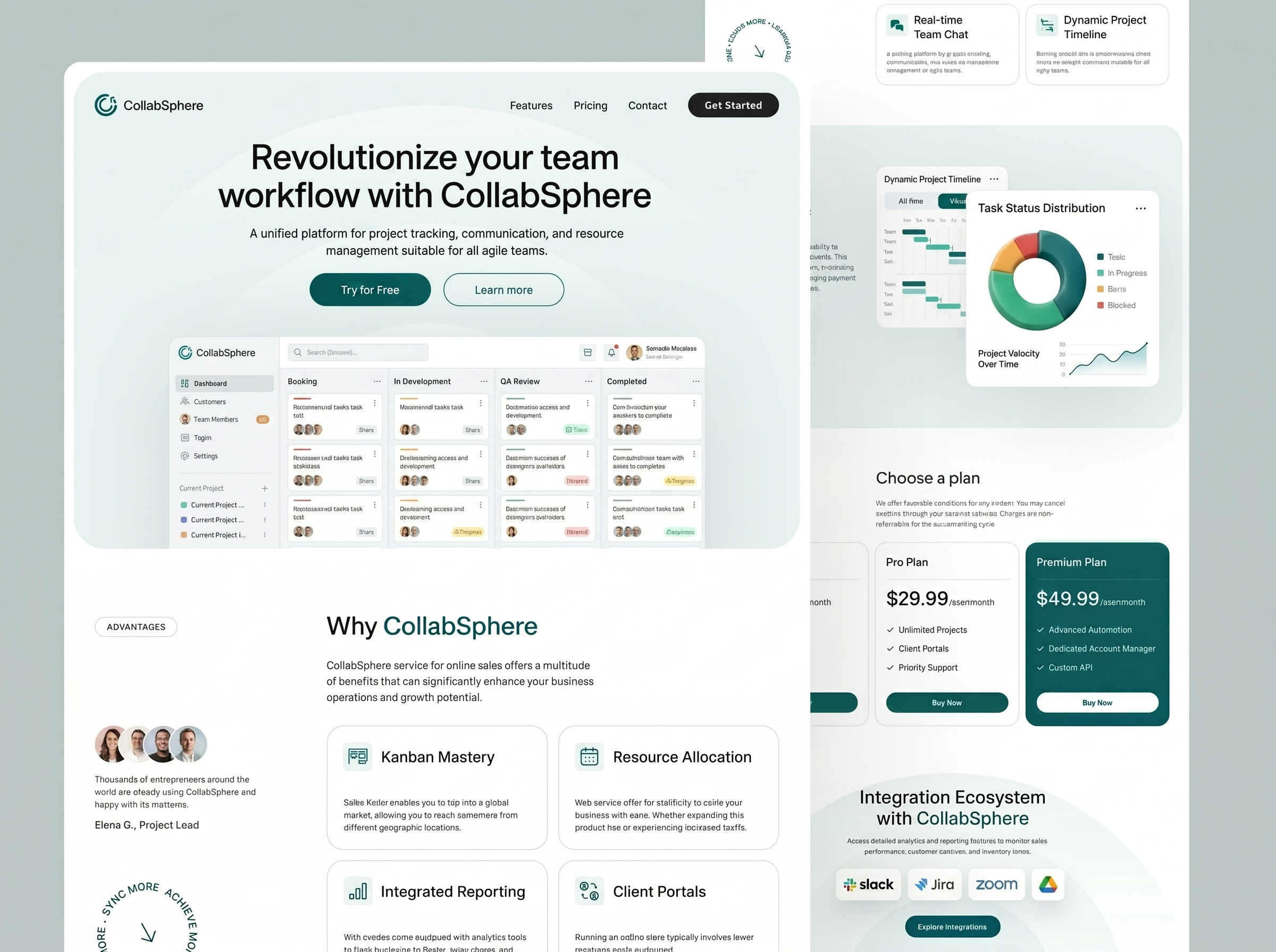 Revolutionize Your Workflow | Modern SaaS Web UI agile tool b2b saas clean layout collaboration dashboard design data visualization eam productivity enterprise software kanban modern web project management saas landing page tech startup uiux user interface web design web ui workflow