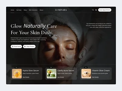 Luxury Skincare Website UI Design beauty ecommerce figma landing page landing page design luxury minimal online shop website shopify shopping skincare skincare ecommerce website skincare hero section ui design web design website