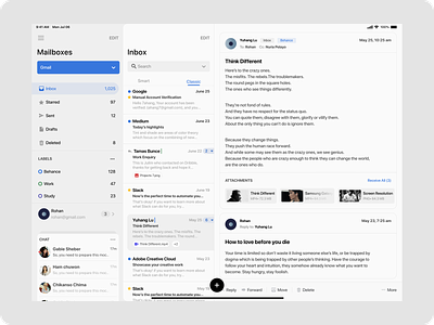 Mailbox Concept Application dark darktheme dashboard gmail light mailbox maildesign theme