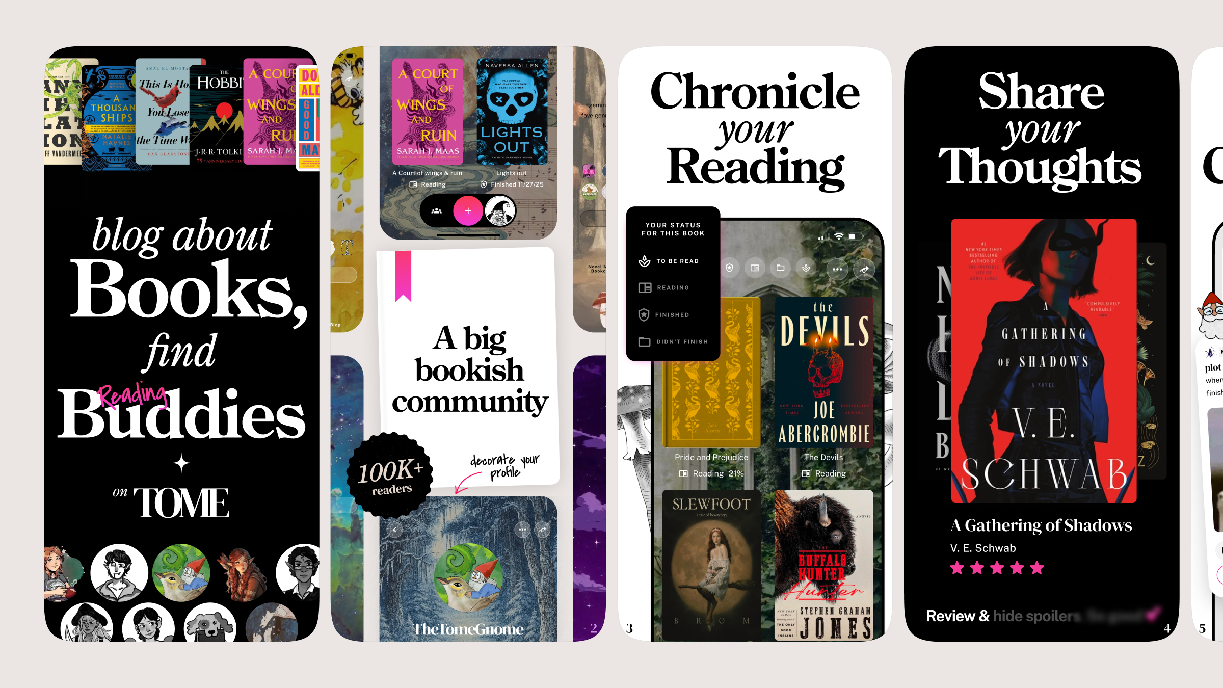 App Store Screenshots | Tome: Book Blog & Read Tracker