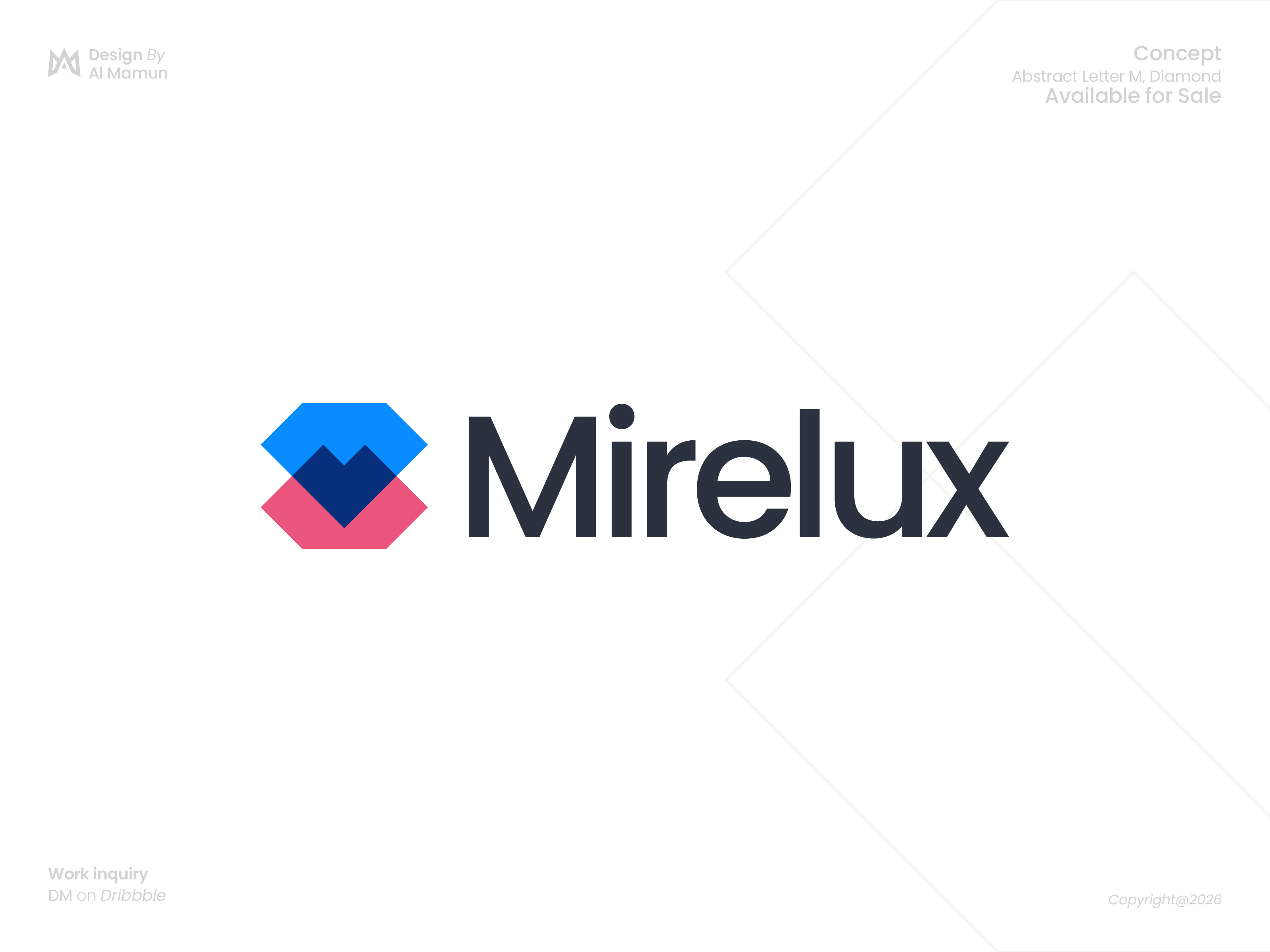 Mirelux – Diamond & Letter M Geometric Fintech Logo abstract logo brand identity design clean logo corporate branding crypto branding diamond logo elegant logo fintech branding geometric logo letter m logo luxury branding luxury tech minimal logo modern logo design monogram logo premium brand identity sharp logo startup branding tech logo vector logo