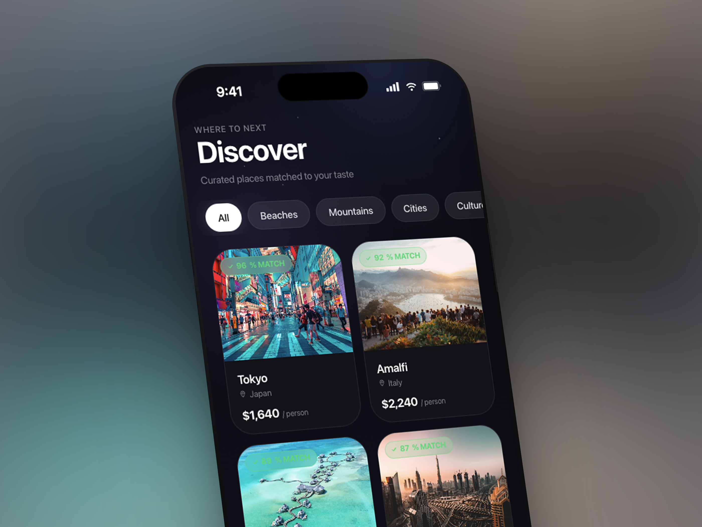 Tailored Travel App UI – Discover Your Next Destination