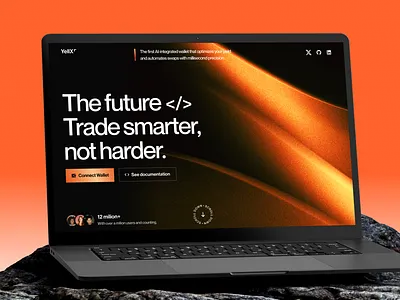 YellX - AI Driven Wallet Platform ai background crypto driven graphic design hero landing page orange trade ui ux web website