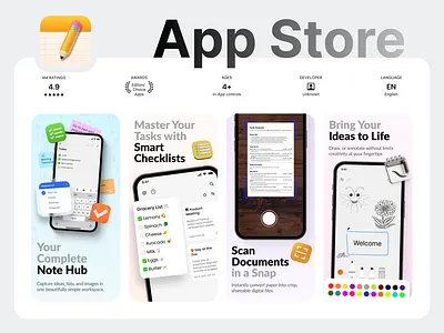 App Store Screenshots - Sticky Notes App app aso app graphics app icons app screens app screenshots app store app store graphics app store optimization app store screenshots aso design mobile app screenshots notes app play store screenshots promotional graphics screenshots screenshots mobile app sticky notes app sticky notes app screenshots ui