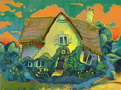House Two cloud color design exploration house illustration impressionism landscape oil painting postimpressionsim texture