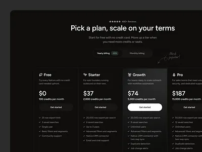Pricing page web design b2b clean dark mode figma founder framer landing page minimal pricing pricing page product design saas saas design startup typography ui ui design ux web design website