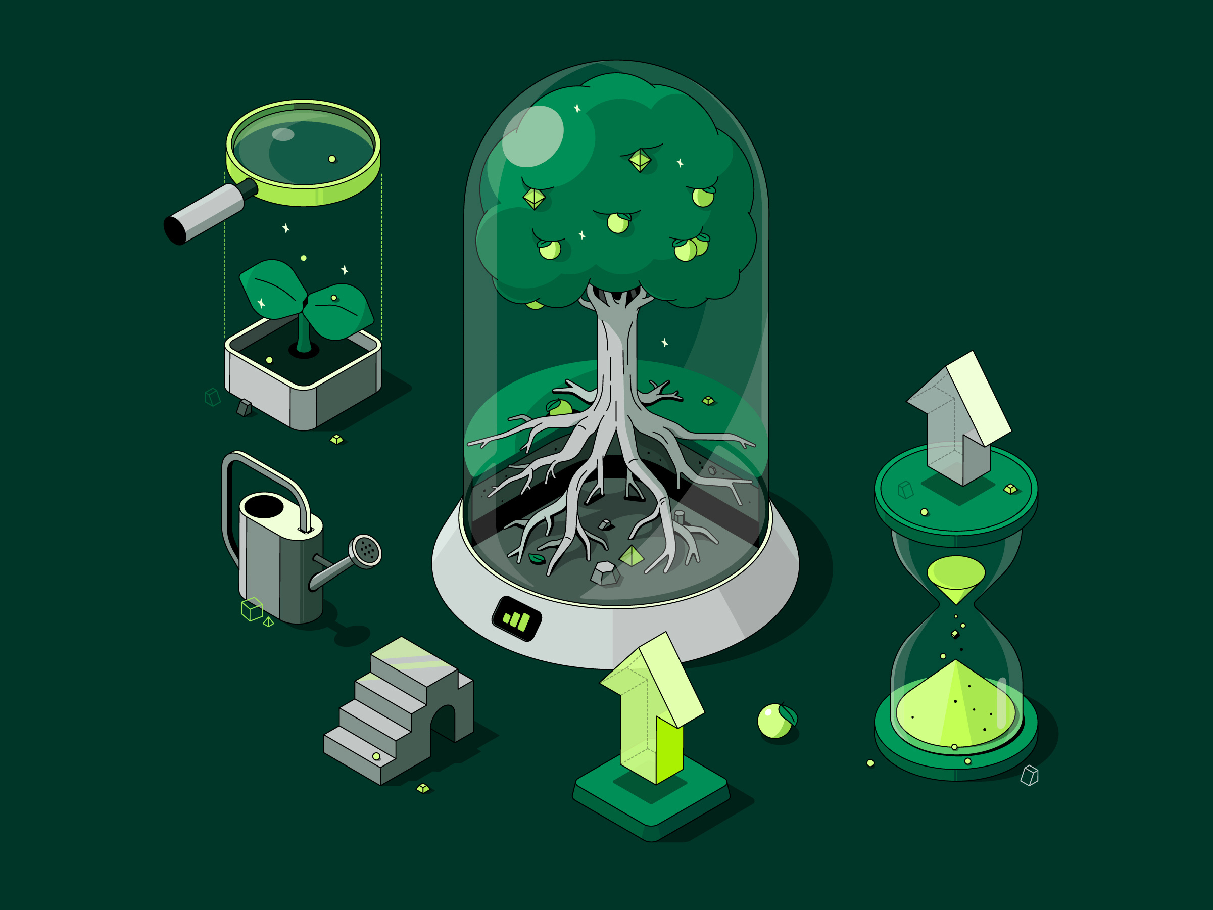 Investment Brand Illustrations. Part 5 2d illustration brand illustration finance illustration isometric isometric art isometric design isometric illustration isometric illustration 2d isometric map isometric tree isometry sci fi illustration technology illustration vector vector design vector illustration