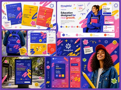 Thoughtful — A Digital Learning Brand for the AI Era adobe illustrator adobe photoshop ai book brand design branding design dribbble editorial education graphic design illustration logo logo design logotype platform visual identity