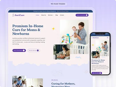 Wix Template For Nanny, Newborn Care, Postpartum Care, Babysit.. babysitter website childcare webdesign childcare website children website kids education kids education site kindergarten website nanny website no code website website preschool website template wix studio template wix website