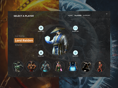 Mortal Kombat - Character Page branding design game illustration mk mortal kombat ui ux vector