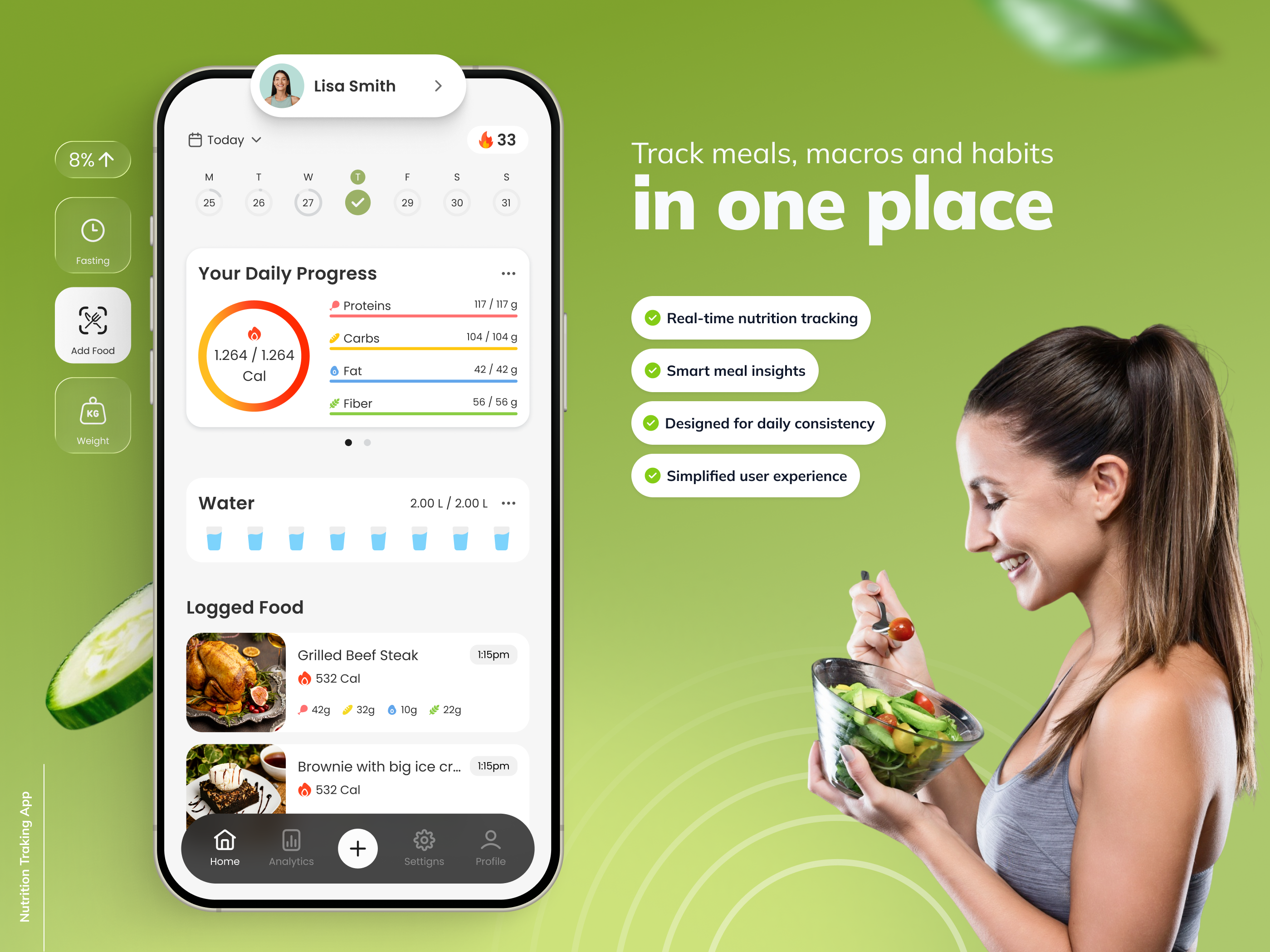 Example of Nutrition Tracking Dashboard UI – Health & Fitness Mobile Experi