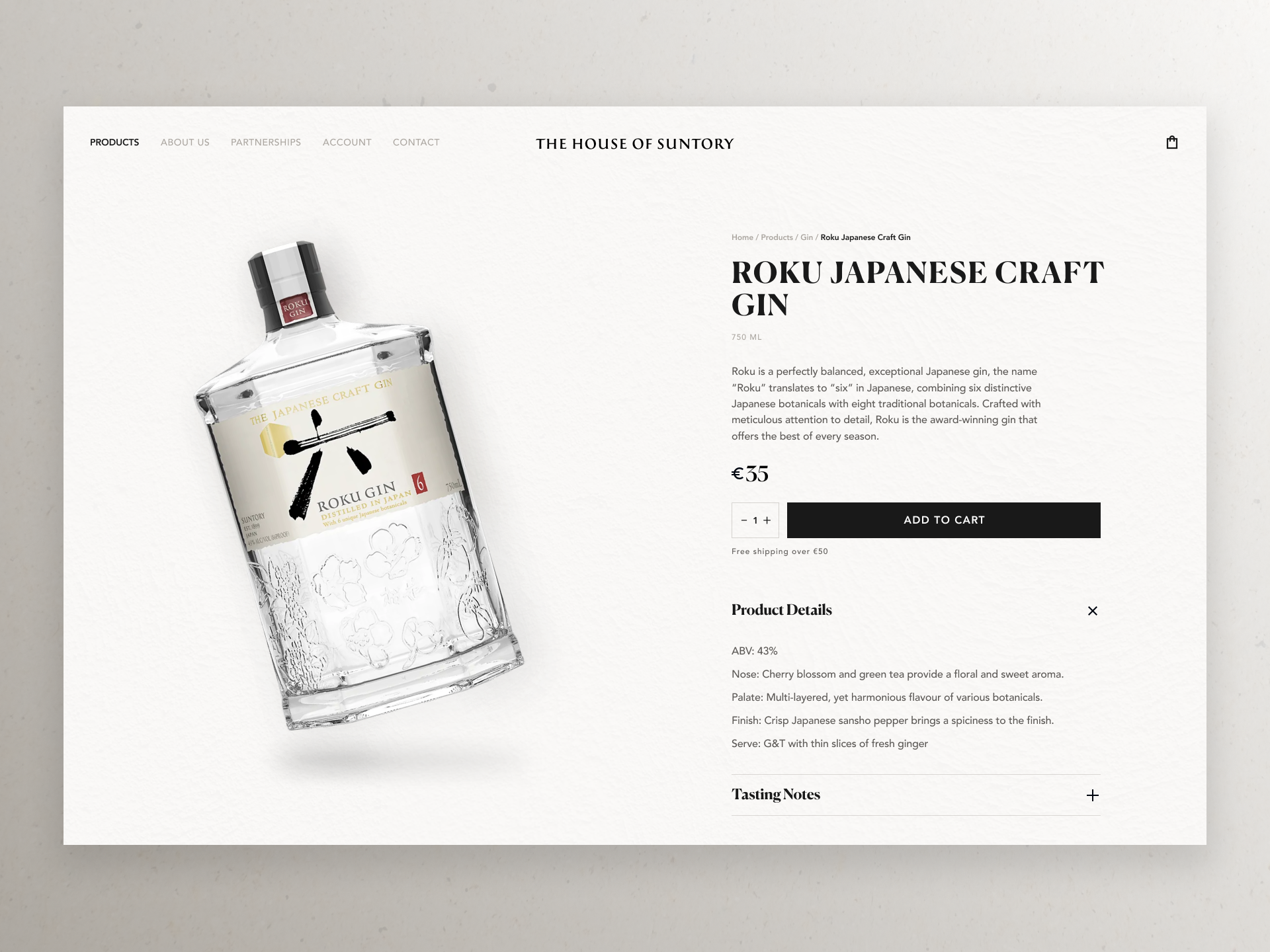 Spirits E-Commerce Page Design