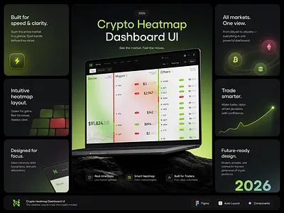 Crypto Heatmap Dashboard UI / Branding analytics ui bitcoin blockchain crypto dashboard crypto ui dashboard design data visualization financial app fintech ui heatmap ui modern ui neobanking product design saas dashboard trading app ui design ui ux web app design