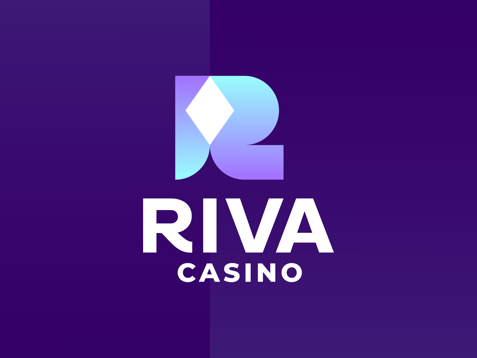 Riva Casino logo design: R letter + diamond gem rhombus