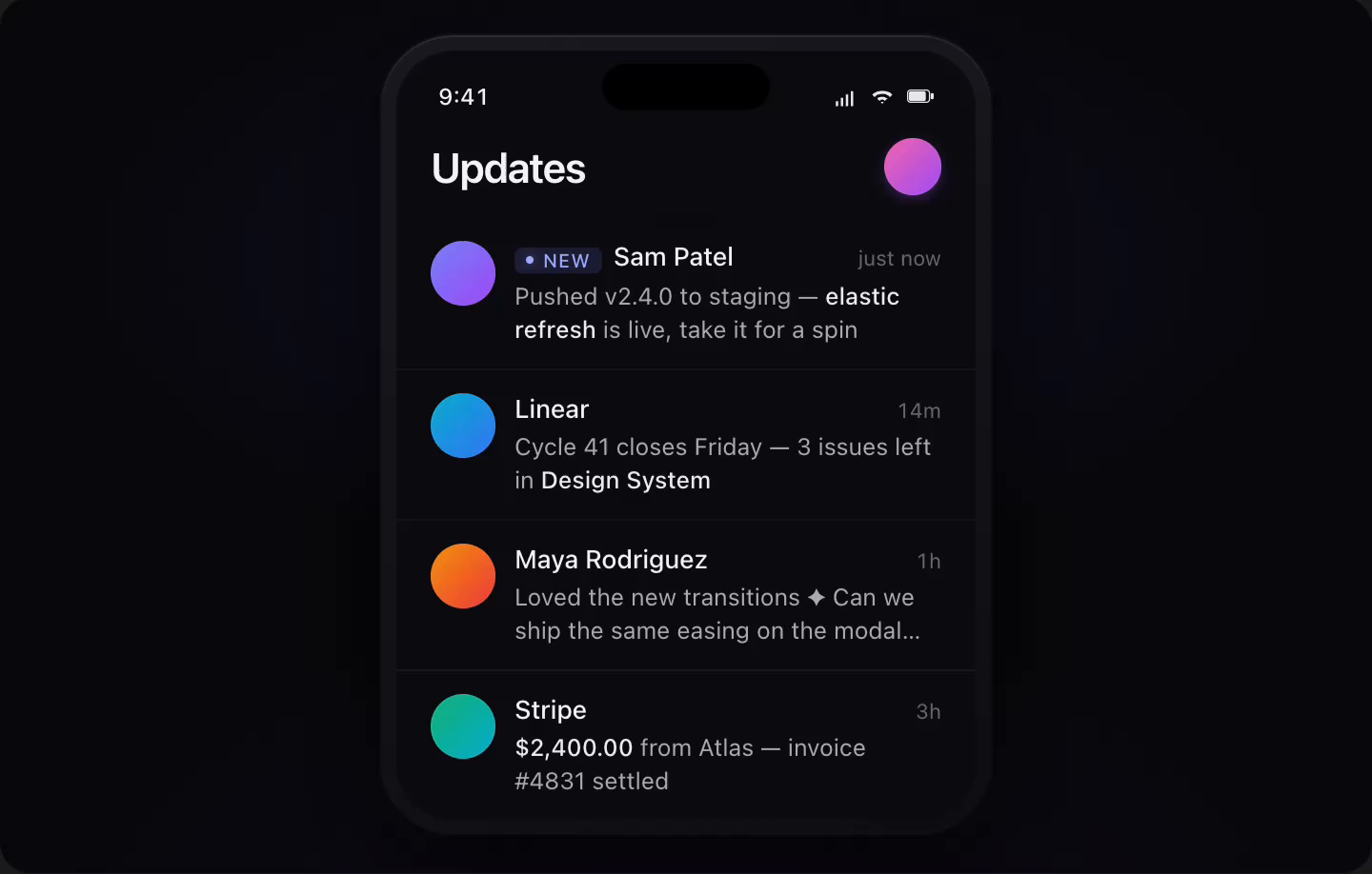 Mobile pull and refresh function