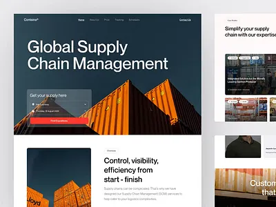 Containa - Logistic Landing Page Animation animation business cargo company container delivery landing page logistic motion graphics package parcel shipment shipping supply supply chain tracking transport ui web design website