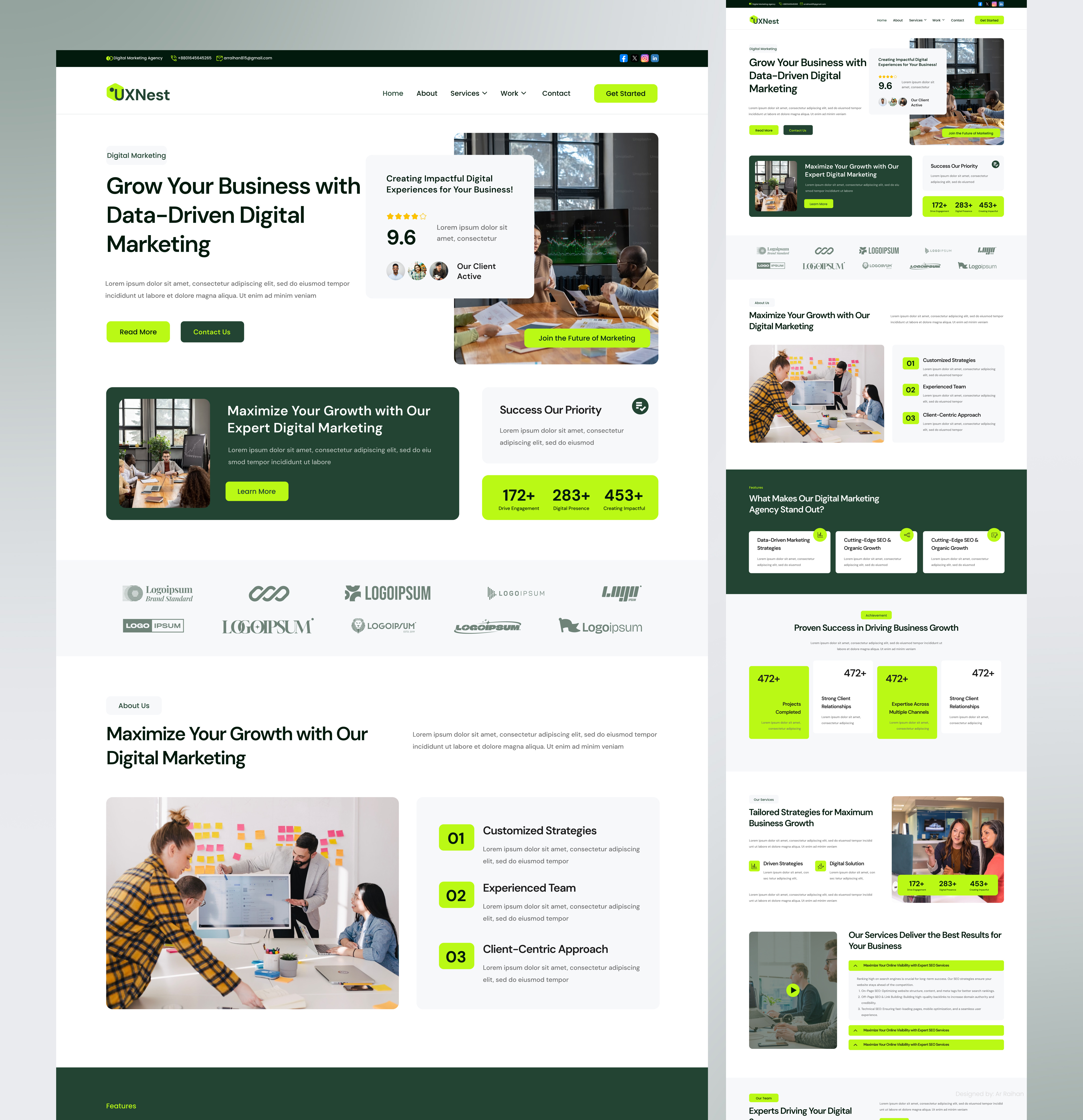 Digital Marketing Agency Landing Page - Ar Raihan agencywebsite ai featured news app branding creativedesign design designshowcase digitalmarketing figmadesign freelancedesigner graphic design landingpagedesign modernui productdesign responsivedesign saasdesign ui uidesign ux uxdesign webdesign
