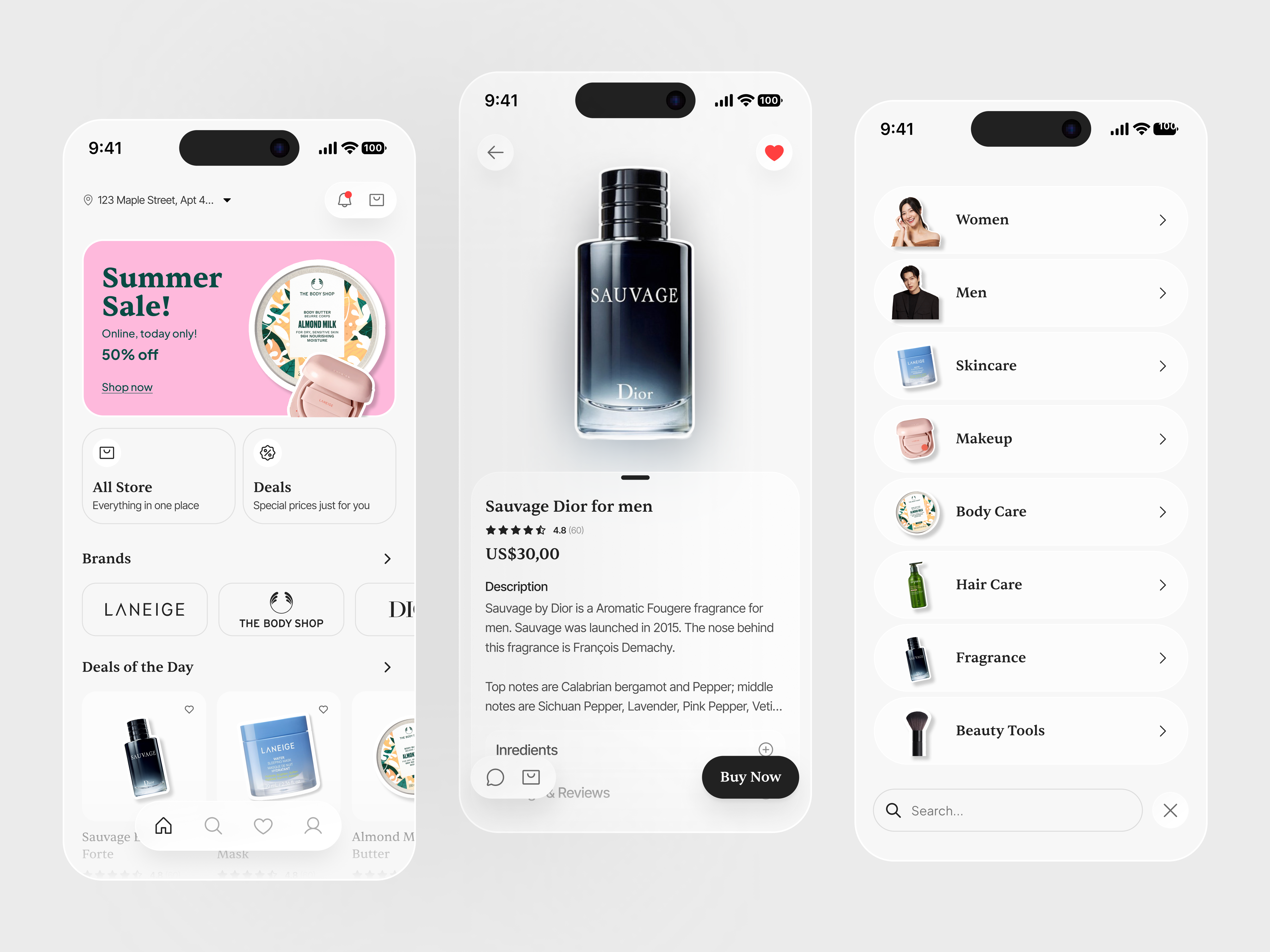 Example of Beauty & Personal Care App