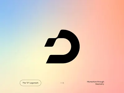 The "D" Logomark: Reductive Geometry & Presentation Flow brand design brand identity branding d logo d mark d symbol logo minimal modern logo momentum progress