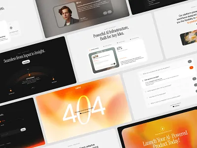 Saino — AI SaaS Product Website Design ai animation artificial intelligence branding design framer gradient graphic design illustration landing page logo no code orange saas ui user interface web web design website