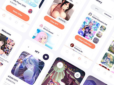 NFT WoWrld! ai anime art branding design design system figma foundation hentai minimal nft shop social trend trending ui