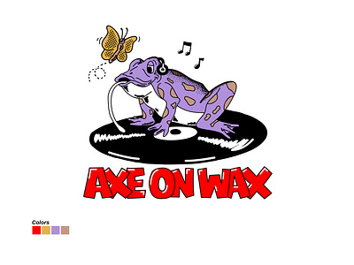 AXE ON WAX - GROOVY FROG animal branding butterfly design frog graphic design illustration logo music vinly