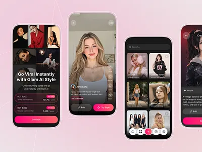 AI Beauty Studio – Interactive UI Concept ai app ai beauty ai face scan ai generator ai photo editing ai photo editor app app ui beauty app beauty ui cosmetics app mobile app design mobile ui mobileapp modern ui product design skincare app startup app ui ux design web