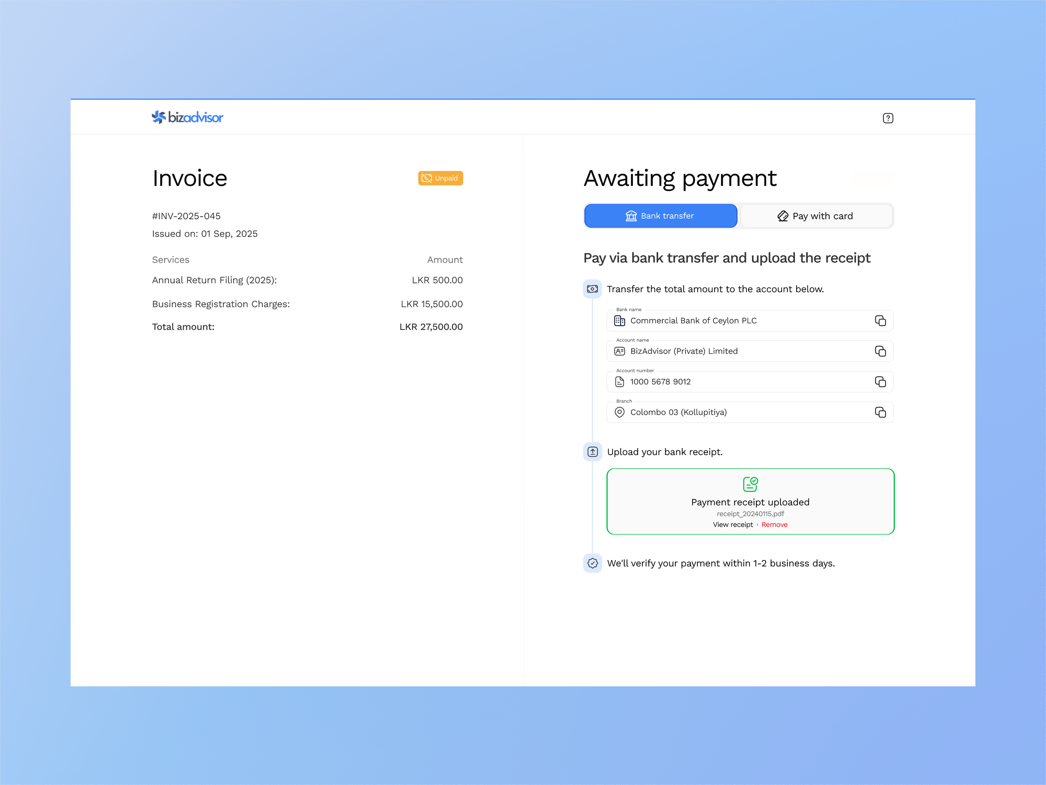 BizAdvisor External Payment Gateway design figma saas ui uidesign uiux ux uxdesign