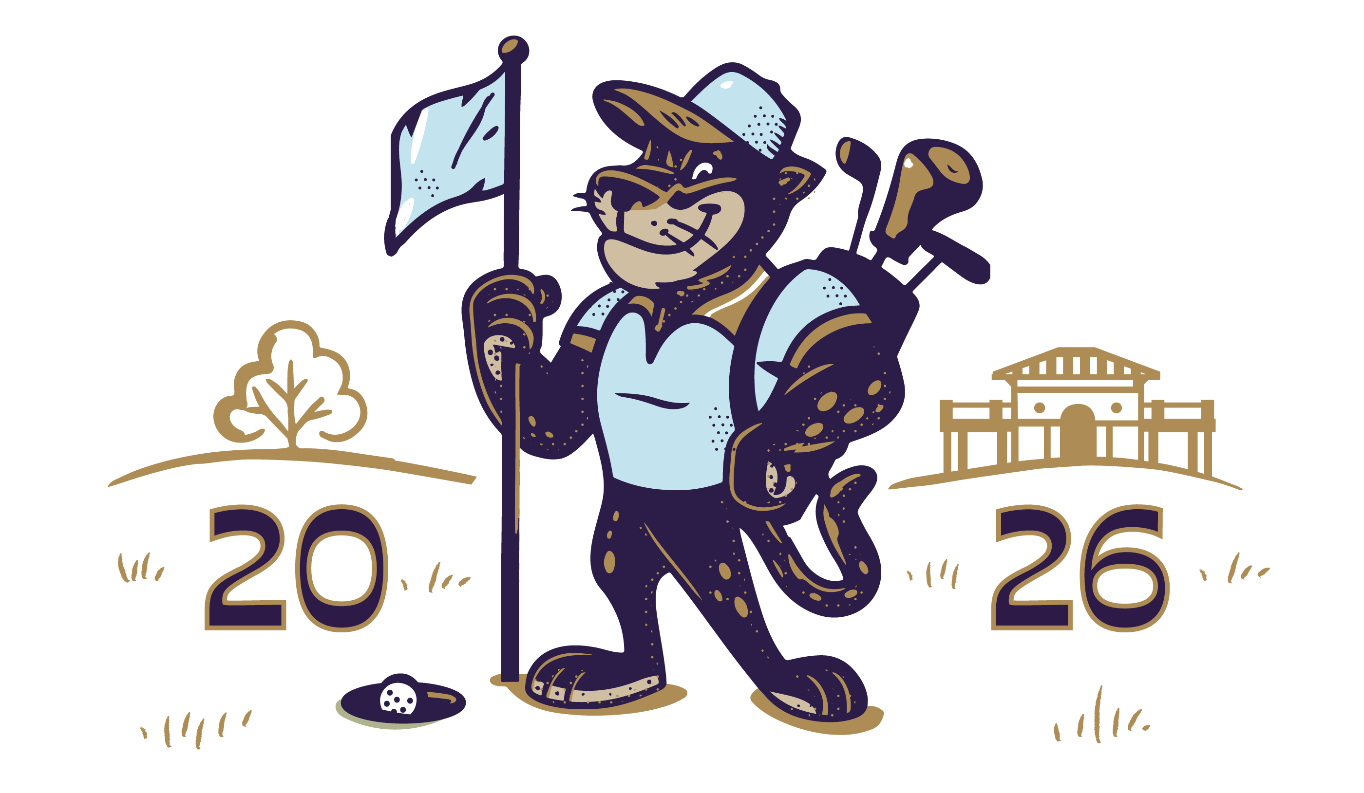Championship Golf Illustration: North Carolina animal badge design branding cat character design clothing emblem golf graphics illustration illustrator logo mascot merch panther retro rustic sports tshirt vintage