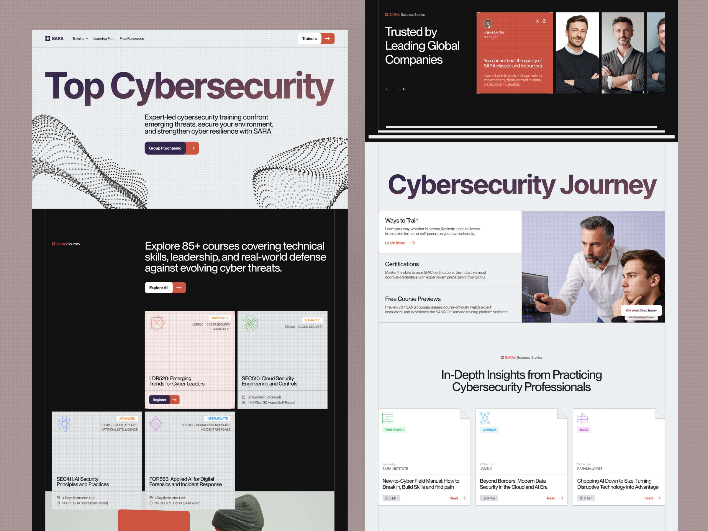 Example of Cyber Defence Training Landing Page