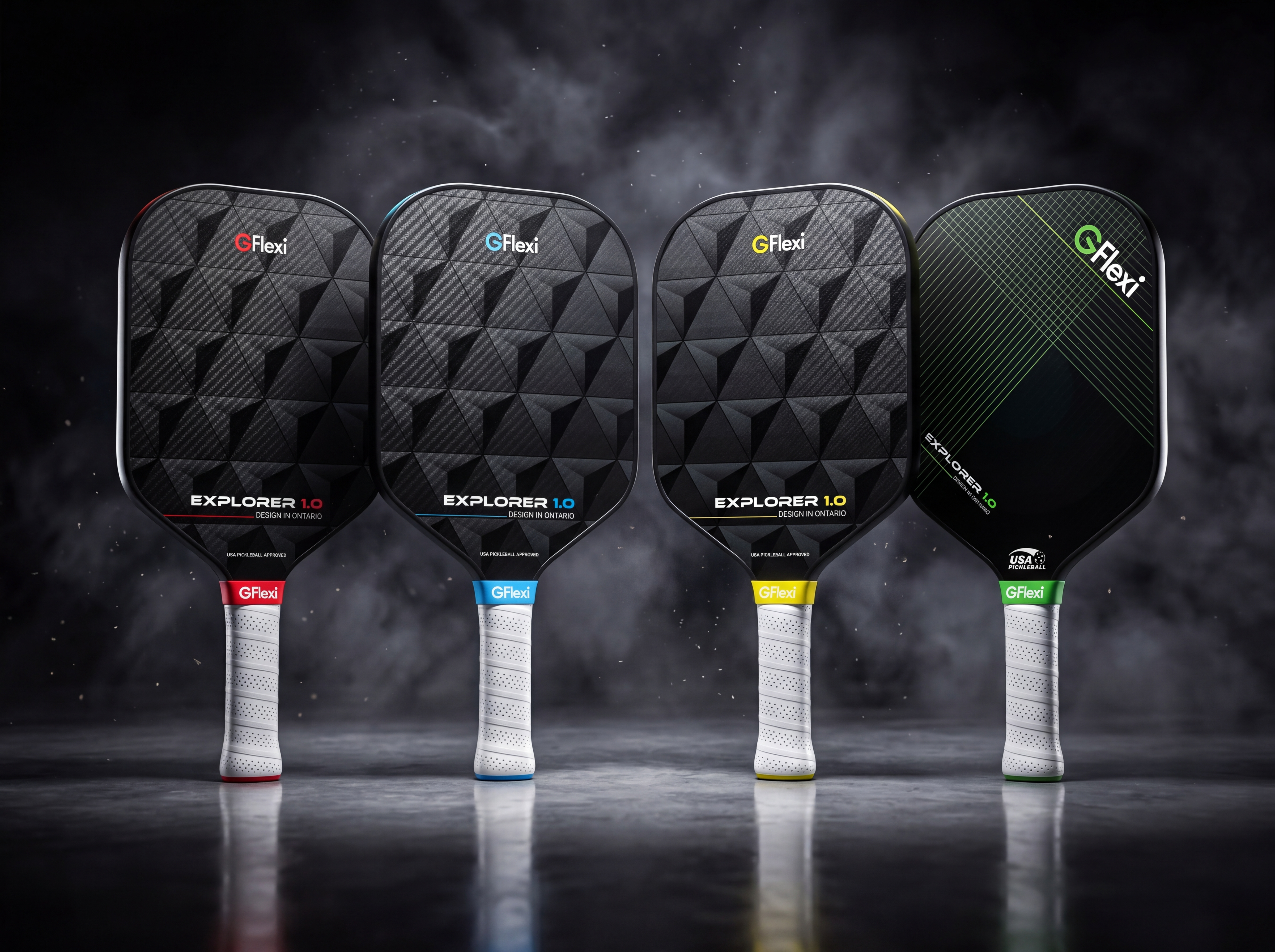 GFlexi Explorer 1.0 | Premium Pickleball Paddle Design 3d mockup black branding brand identity branding carbon fiber creative direction equipment design graphic design industrial design minimal design modern design paddle design pickleball pickleball paddle premium branding product design sports branding sports design sports equipment visual identity