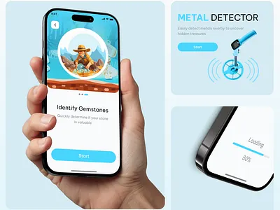 Gold Finder - Metal Detector App Post Production 3d app discovery app gold detector gold finder graphic design ios logo metal detector metal detector app metal detector app design metal detector logo motion graphics post production treasure hunters uiux user experience