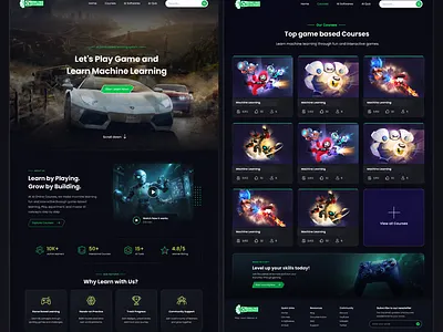 Gamified AI Learning Platform – Modern EdTech UI/UX Design ai platform edtech elearning figma futuristic ui gamification gaming ui landing page machine learning neon ui online course ui design ux design website design z h.me zahid hasan shahed zhs1048