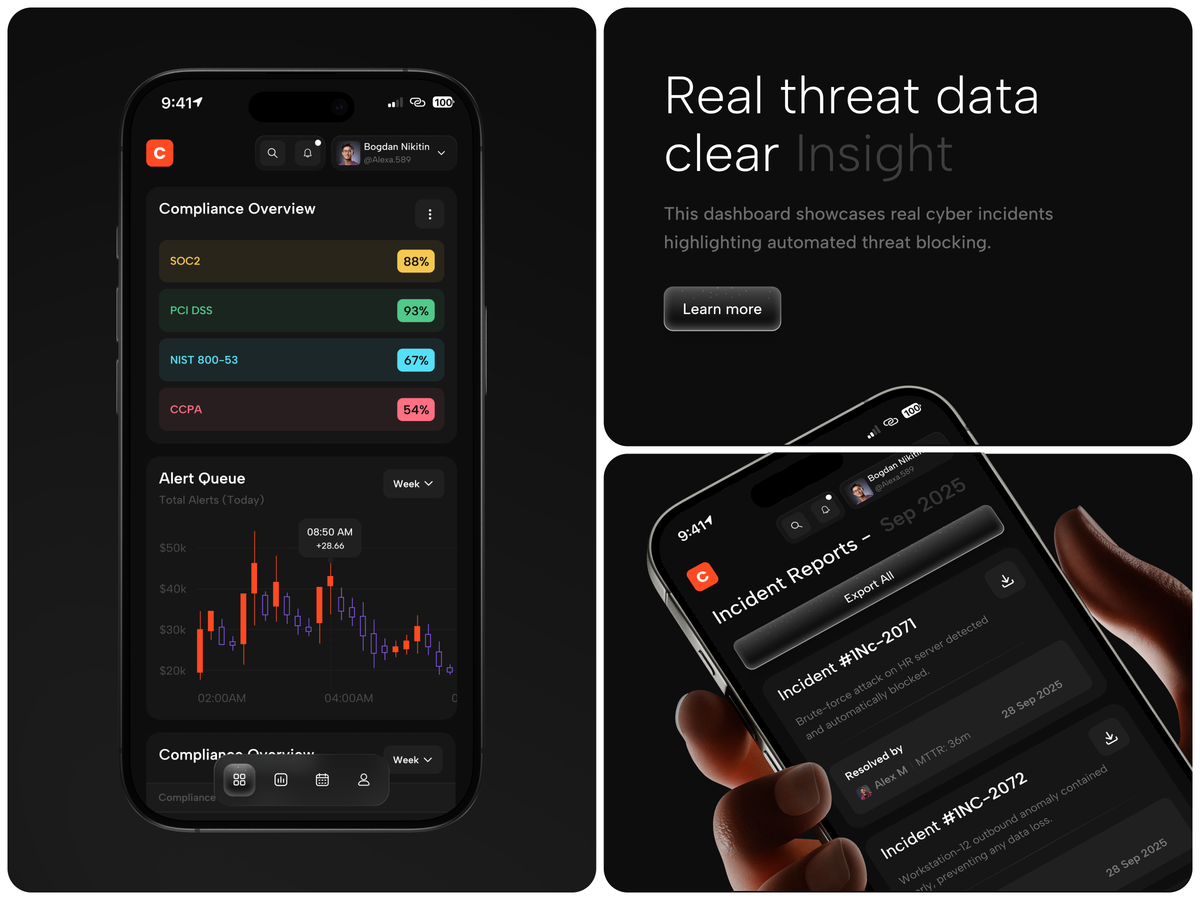 Cyber Security Incident & Compliance Mobile App Design ai app design b2b compliance cyber security incident incident compliance management mobole app product design saas security securityapp ui design ux design web app