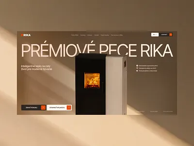 Premium Smart Stove Website — Landing Page UI/UX Design design fire minimalism orange stove sunlight ui warm webdesign website