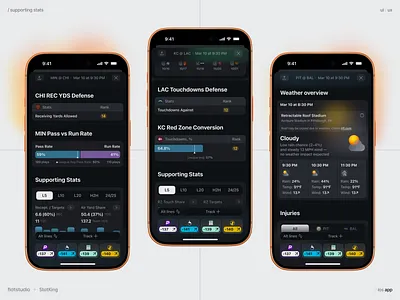 StatKing App: Supporting Stats UI analytics app betting charts dark mode data visualization interface ios mobile props sports sportsbook statistics statking stats ui ux