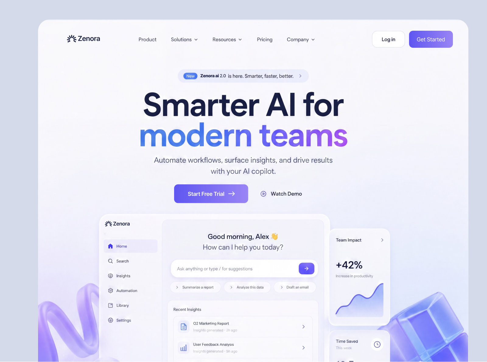 AI Workspace & Productivity Platform Website Design - Zenora ai ai website 2026 ai website development development landing page design logo loveable website popular website productivity saas saas ai saas landing page saas website shopify website smart ai website tech techwitpro ui components web design website