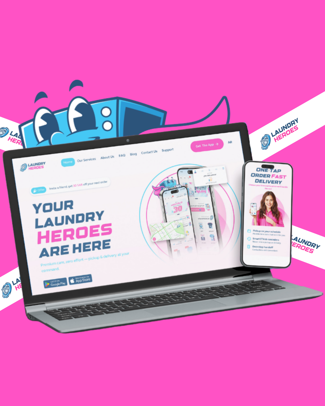Laundry Heroes Web UI/UX Design branding figma interface landing page responsive design ui design ui ux ux design web design webdesign website