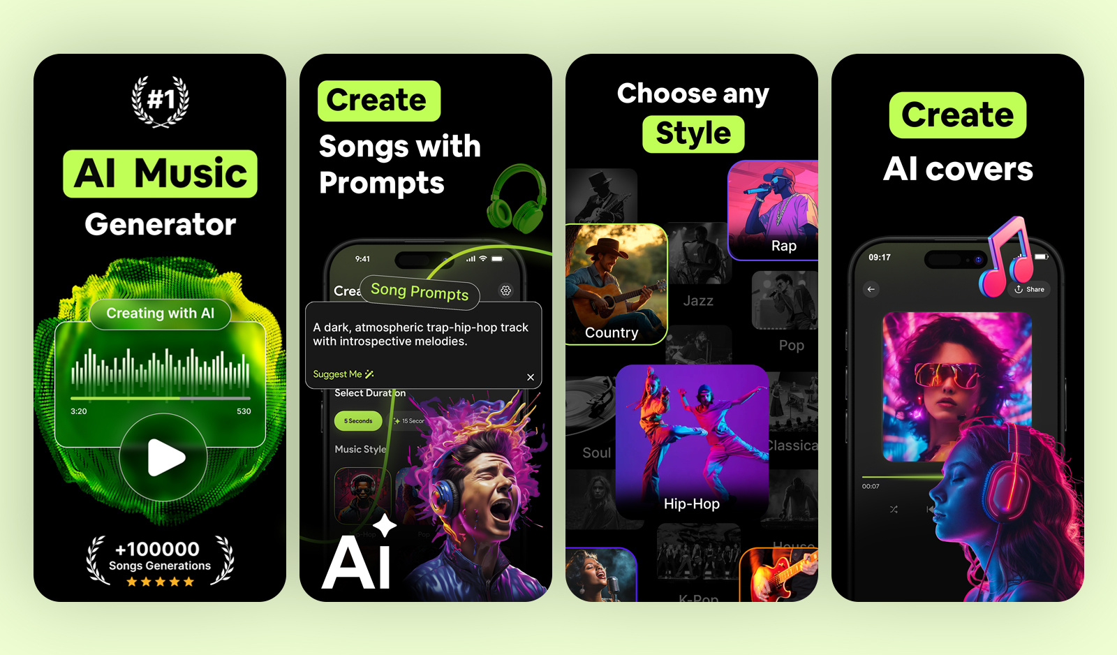 AI Music Generator — App Store Preview ai app screenshots ai cover maker app screenshots ai music app screenshots ai music generator app store screenshots mobile app screenshots play store screenshots