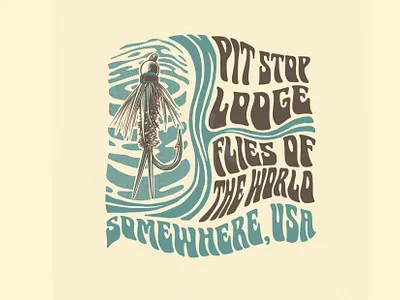 Graphic design for Pit Stop Lodge artwork band branding clothing brand fishing graphic design lodge logo music artwork vintage illustration