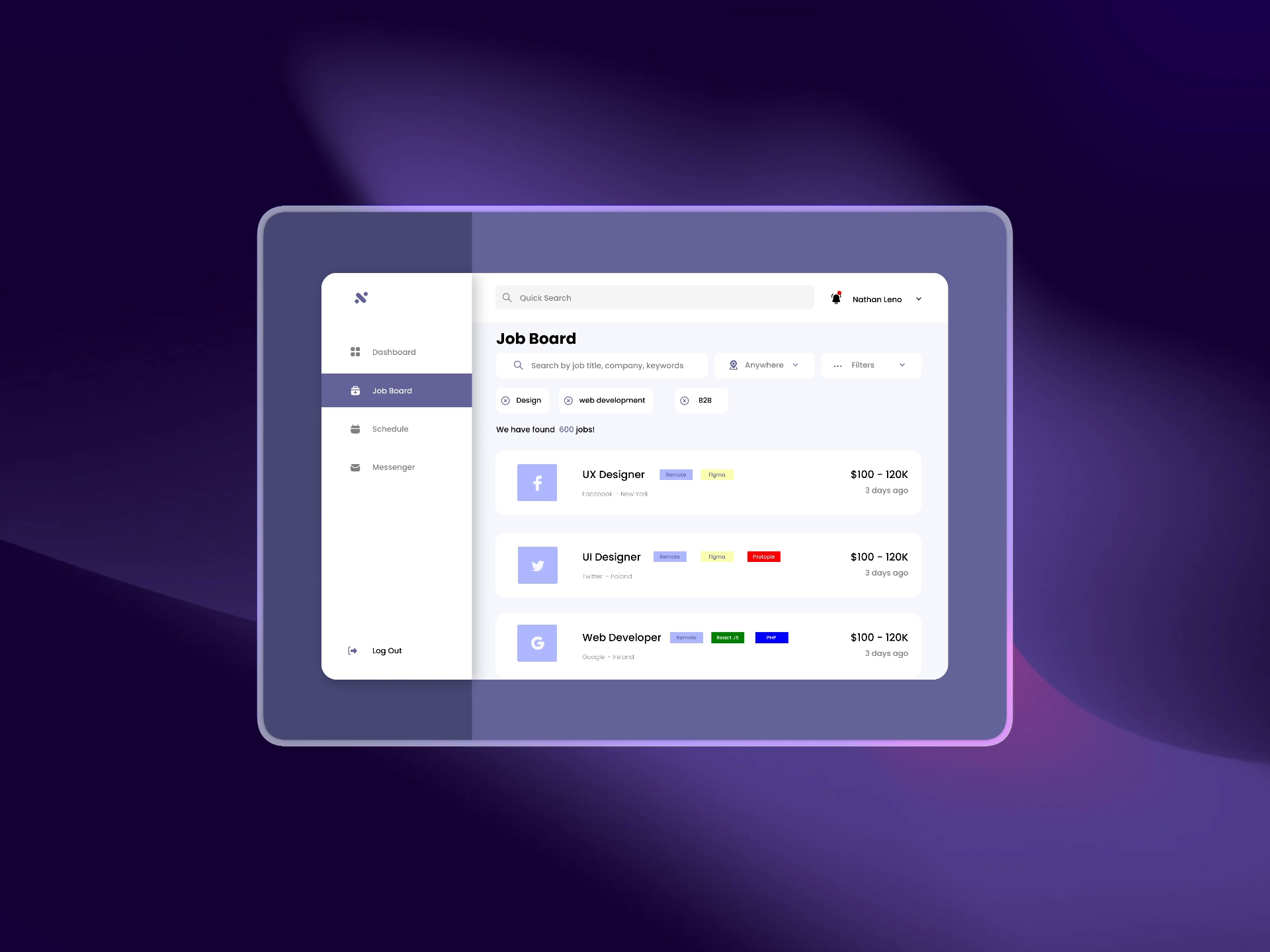 Example of Web App & Saas Dashboard Design