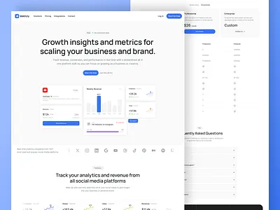 Metricly Website and Branding analytics brand design brand identity branding clean data framer framer website graphic design landing page logo metrics minimal saas seg social media ui ux web design website