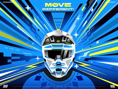Move Different art artwork bike branding design graphic design helmet illustrate illustration lead move movement poster ride riding thrill travel trip vector