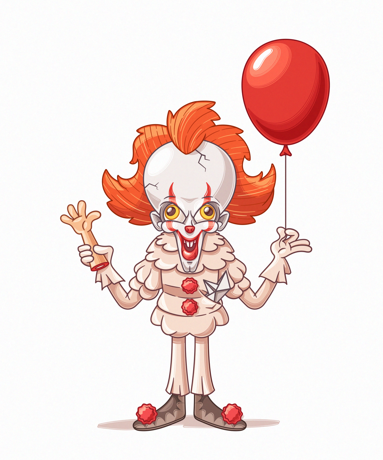 HORROR ICONS: PENNYWISE (REMAKE) caricature cartoon character clown creepy horror illustration isolated it movie pennywise spooky stephen king vector white background