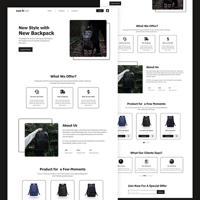 backpack landingpage backpack design ecommerce homepage inspiration landing page store ui ui design uiux ux ux design web design website website design