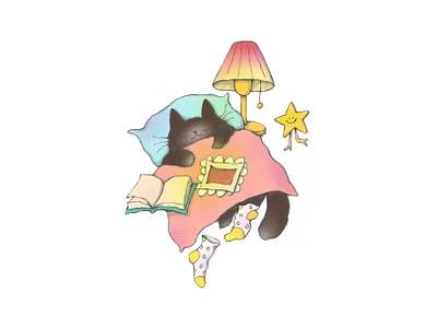 Cute Sleepy Cat branding childrens book coloring book cover cute illustration logo magazine stickers