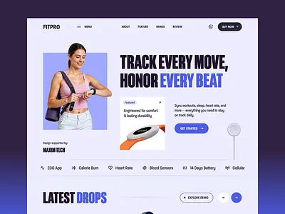 Fitness Tracking Landing Page activity tracking fitness tracking fitness tracking activity fitness tracking device fitness tracking media gym health tracking health tracking web platform homepage landing page training ui web design website website animation website design wellness tracking workout tracking