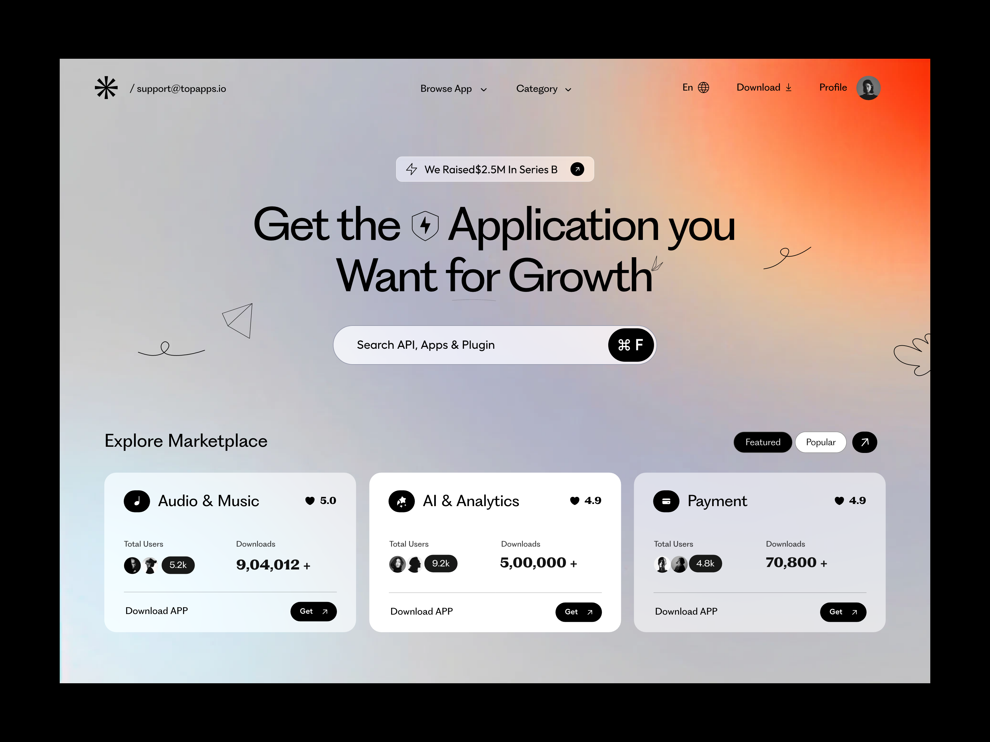 Marketplace - Website Design adons app download app store app ui application landing page landing page design marketplace my download playstore product design profile ui ui ux user experience ux web app web app design website website design