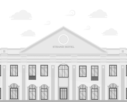Strand Hotel Flat Illustration Day & Night Scence